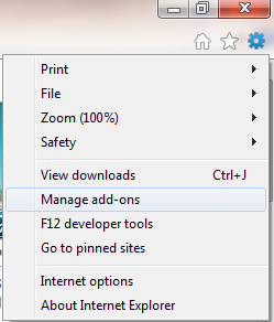 how do you disable add ons in ie