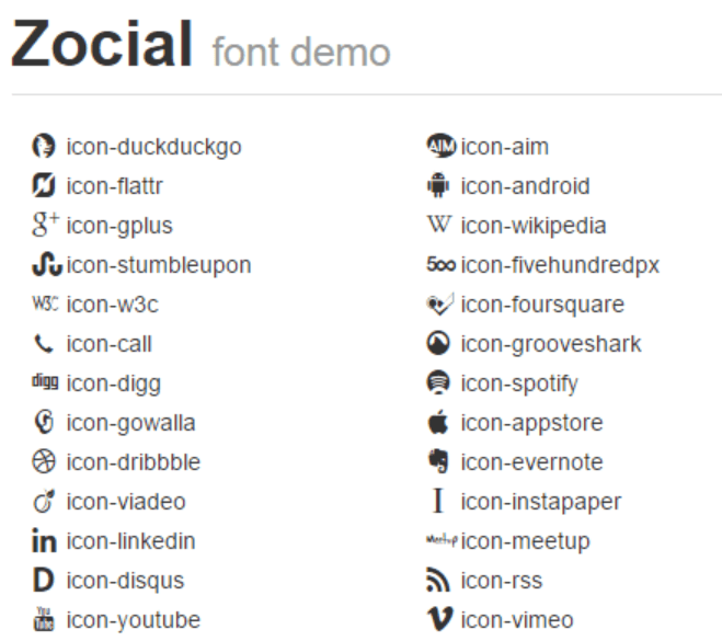 Zocial Icons