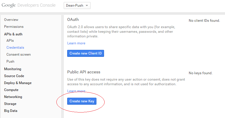 Push Notifications Credentials