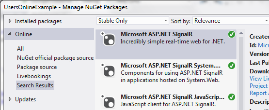 SignalR Nuget Package