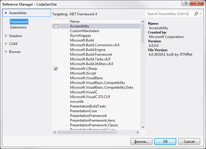 Visual Studio 2012 Reference Manager